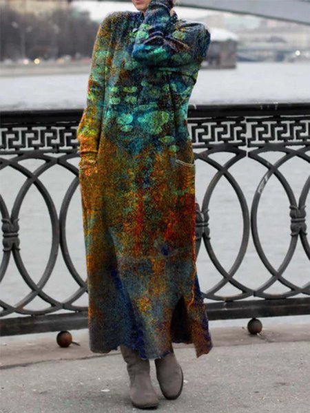 

Abstract Floral-Print Crew Neck Long Sleeve Dresses, Multicolor, Tunics