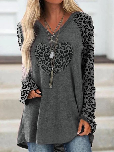 

Top Leopardo Casuale, Grigio, T-Shirts
