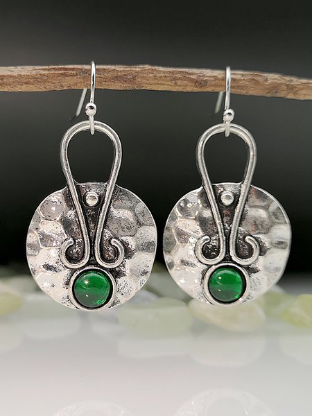 

Inlaid Green Chalcedony Creative Lock Earrings, Earrings