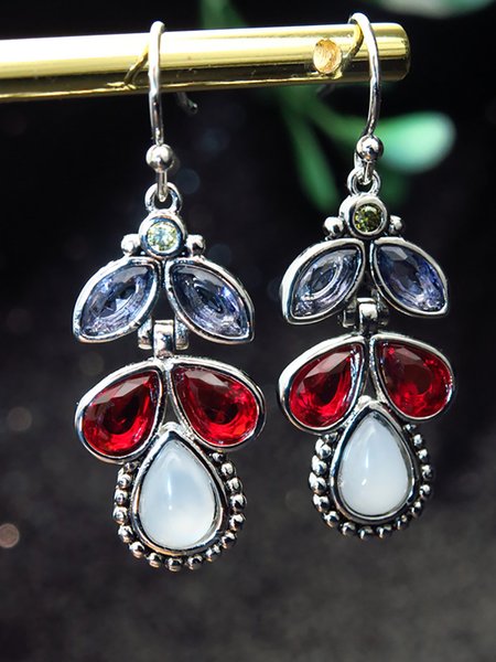 Creative Pear Shaped Drop Earrings, Bz825 brown+silver, Earrings