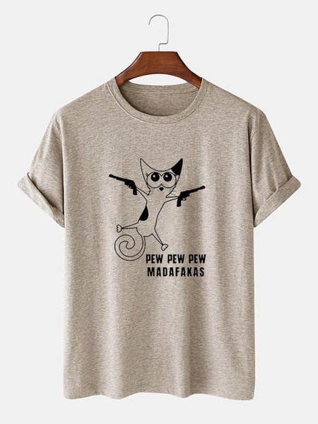 

Animal Vintage Cotton-Blend Tee Shirts & Tops, Light khaki, Men's t-shirts