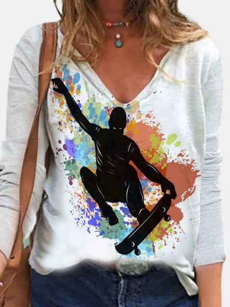 

Vintage Cotton-Blend Long Sleeve T-shirt, Color1, T-Shirts
