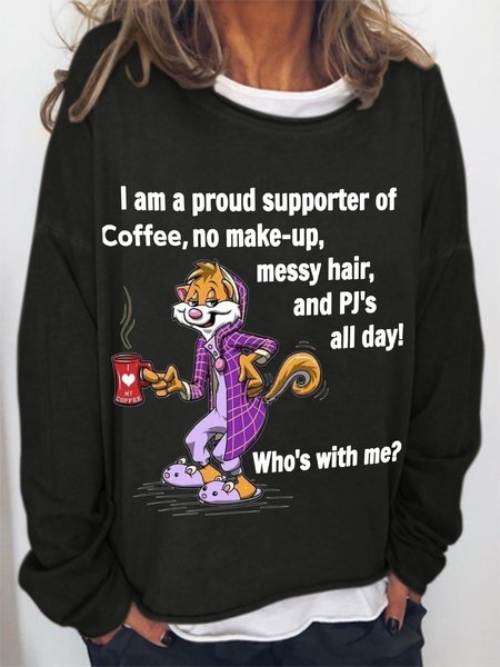 

Coffee Long Sleeve Casual Sweatshirt, Black, Hoodies&Sweatshirts