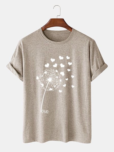 

Crew Neck Cotton Tee Shirts & Tops, Light khaki, Men's t-shirts