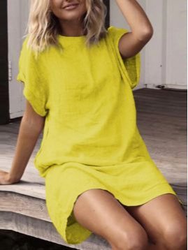 

Short Sleeve Shift Dresses, Yellow, Dresses