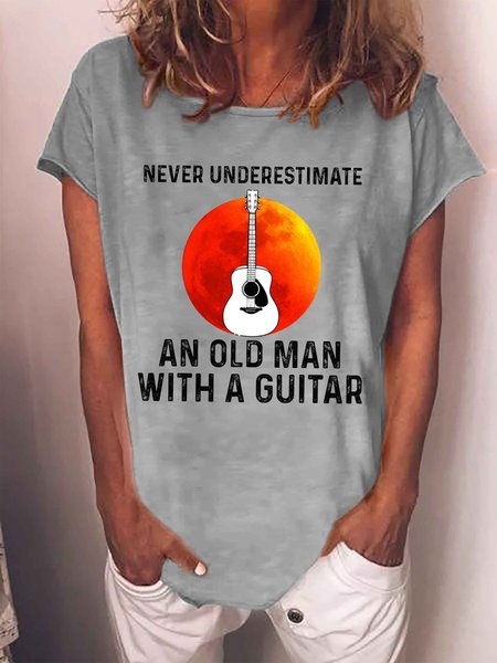 

Never Underestimate An Old Man With A Guitar Women's T-shirt, Gray, T-shirts