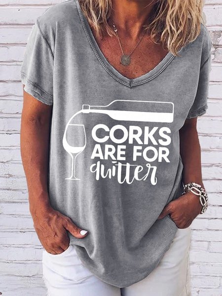 

Corks Are For Quitters Wine Women's Tee, Gray, T-shirts