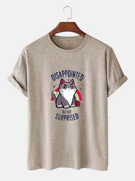 

Letter Vintage Printed Tee Shirts & Tops, Light khaki, Men's Clothing