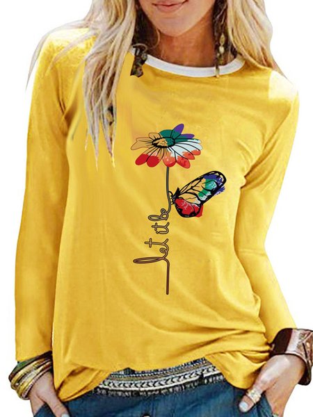 

Long Sleeve Butterfly T-shirt, Yellow, Blouses & Shirts