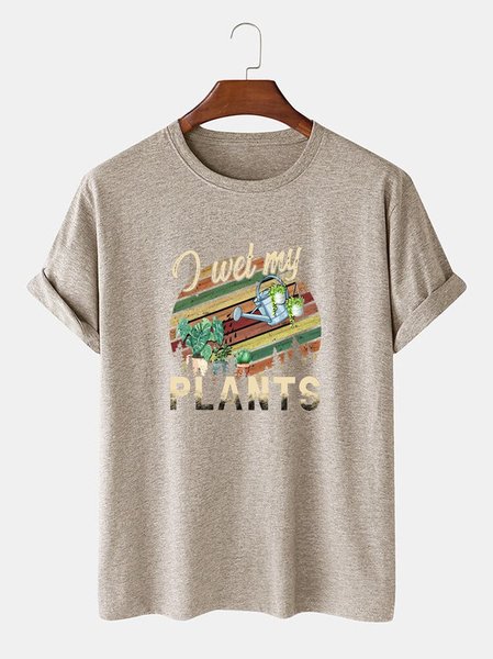 

Crew Neck Holiday Cartoon Tee Shirts & Tops, Light khaki, Men's t-shirts