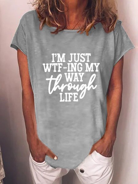 

I’m Just WTF-ing My Way Through Life Graphic Tee, Gray, T-shirts