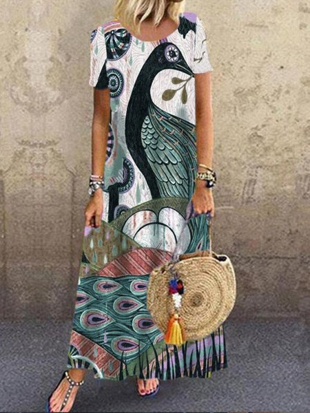 

Abito Vintage Animale Girocollo, Come immagine, Maxi Dresses