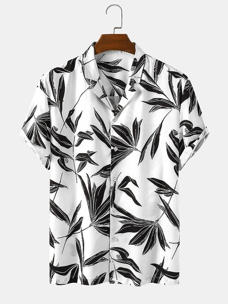 

Men's Printed Shirt Collar Casual Shirts, White, Shirts