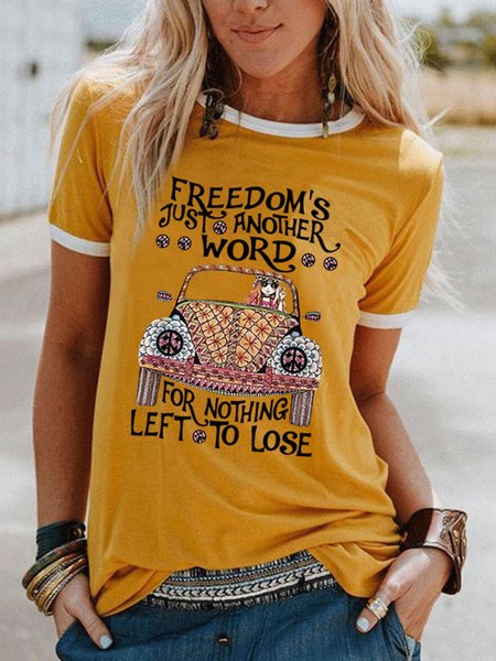 

Printed Short Sleeve Casual Modal Shirts & Tops, Yellow, Winter Clearance