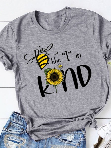 

BE THE I IN KIND Basic Crew Neck Woman's T-Shirts & Tops, Gray, T-shirts