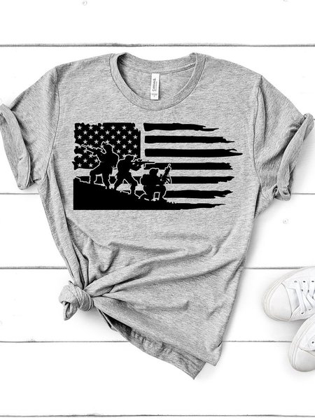 

American Flag Fourth of July Shirt, Gray, T-shirts