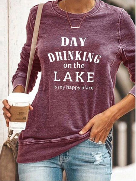 

Day Drinking On The Lake Is My Happy Place Women's Sweatshirt, Purple, Hoodies and Sweatshirts