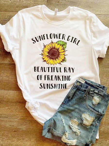 

Sunflower Girl Beautiful Ray Of Freaking Sunshine Tee, White, T-shirts