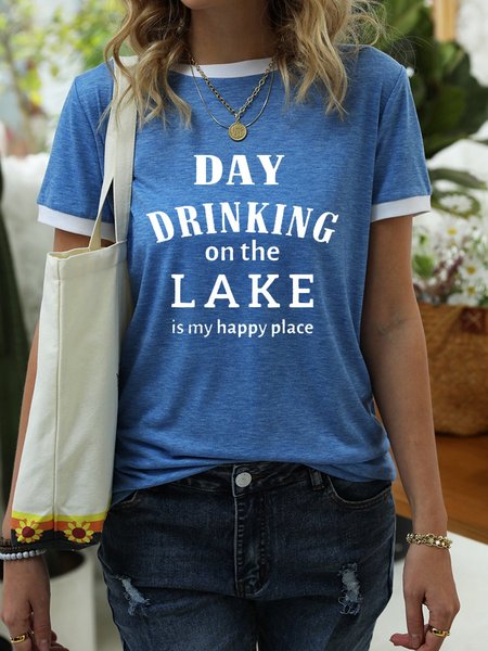 

Day Drinking On The Lake Is My Happy Place T-Shirt, Blue, T-shirts