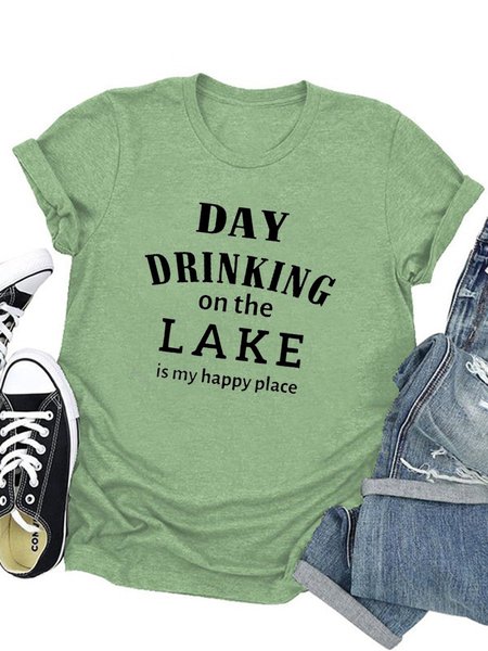 

Day Drinking On The Lake Is My Happy Place Tee, Army green, T-shirts