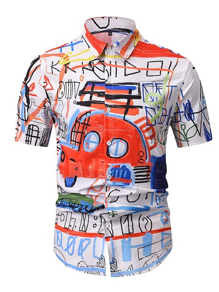 

Cotton-Blend Shirt Collar Shirts & Tops, As picture, Shirts