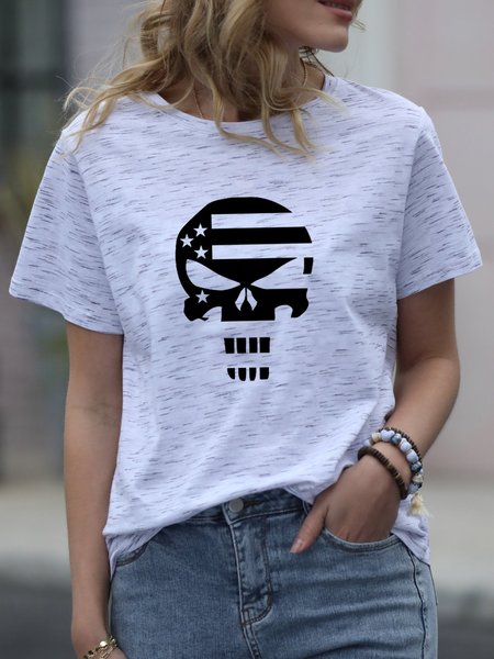 

Punisher Shirt American Flag Tee, White gray, T-shirts