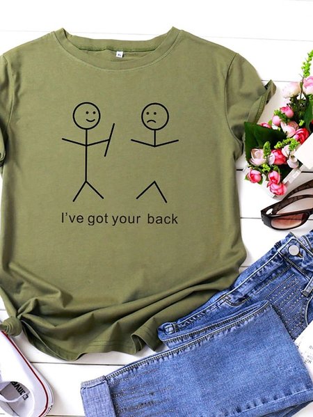 

Crew Neck Letter Vintage Shirts & Tops, Army green, Tees & T-shirts
