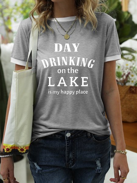 

Day Drinking On The Lake Is My Happy Place T-Shirt, Gray, T-shirts