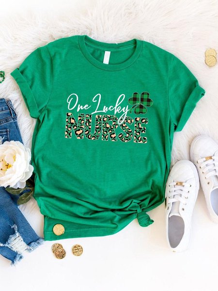 

One Lucky Nurse St Patrick's Day graphic T-shirt, Grass green, T-shirts