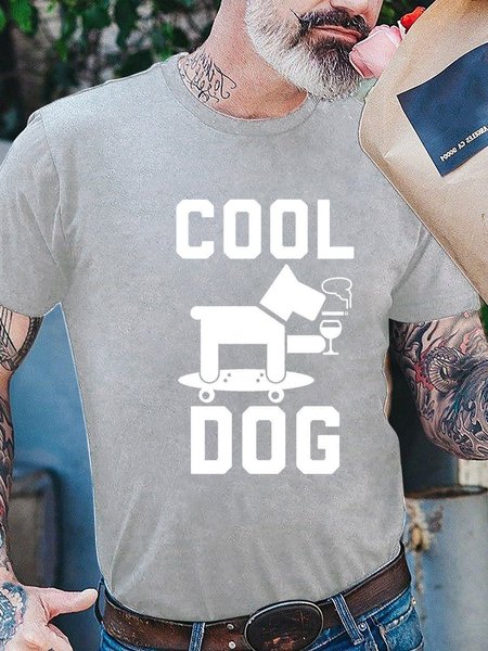 

Cool Dog Smoking and Drinking Graphic Tee, Light gray, T-shirts