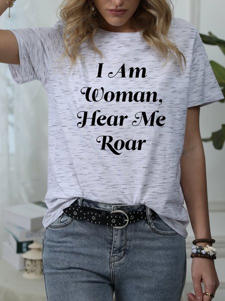 

I am Woman Hear me Roar Tee, White, T-shirts