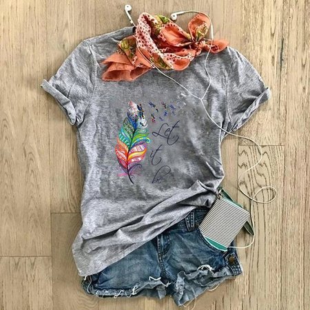 

Crew Neck Short Sleeve T-shirt, Gray, T-Shirts