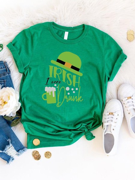 

Irish I were Drunk Shirt St Patrick Day Graphic Tee, Grass green, T-shirts