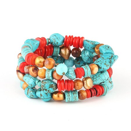 

Turquoise shell pearl crystal bracelet, Blue, Winter Clearance