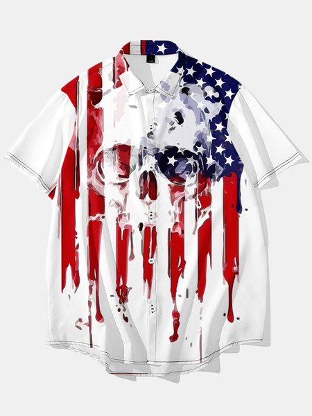 

Shirt Collar Starry Sky Casual Shirts & Tops, White, Men's Floral shirt