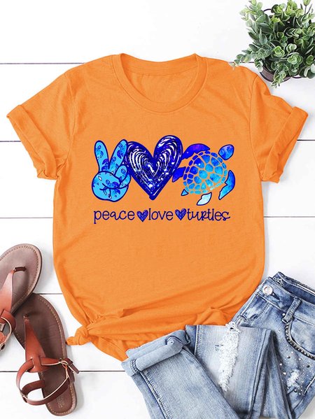 

Peace Love Turtles Women's T-shirt, Orange, T-shirts
