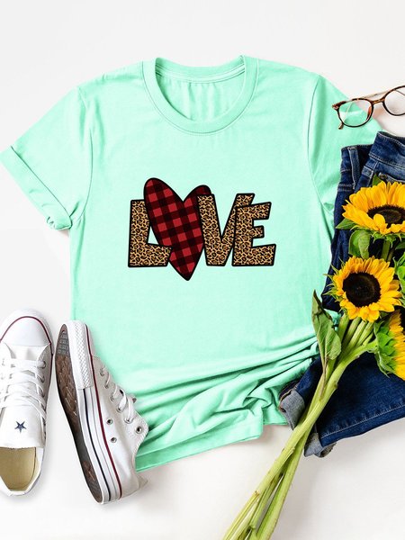 

Valentine's Day Leopard Print Love Graphic Tee, Mint, T-shirts