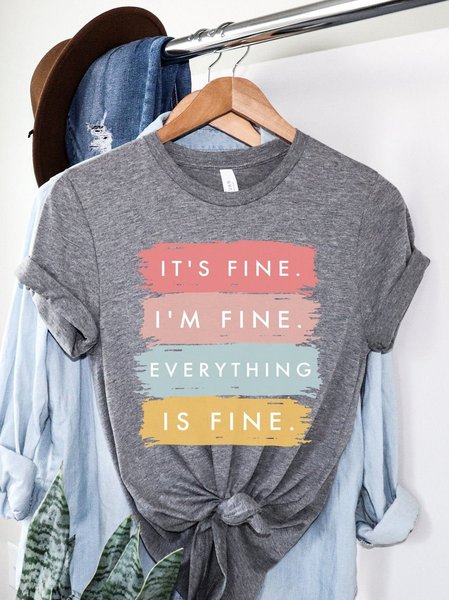 

I am fine Casual Shirts & Tops, Gray, T-shirts
