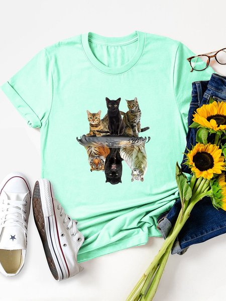 

Three Cats And Three Tigers Graphic Tee, Mint, T-shirts