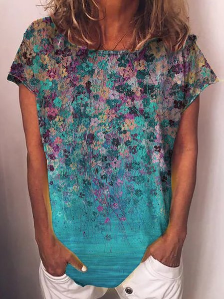 

Vintage Girocollo Maniche Corte Camicie & Top, Blu, T-Shirts