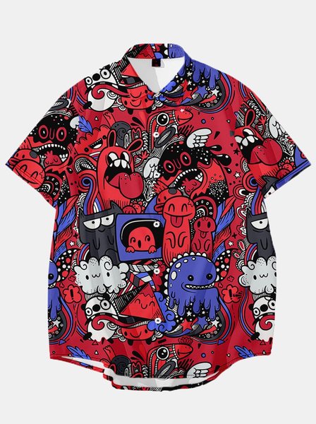 

Shirt Collar Shirts & Tops, Red, Men's Floral shirt