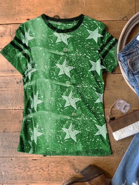 

Cotton Short Sleeve Star T-shirt, Green, Auto-clearance