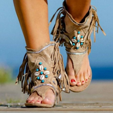

Women Boho Summer Sandals, Gray, Sandals