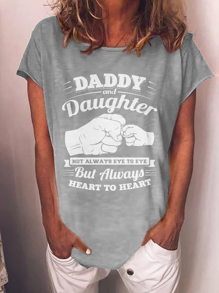 

Daddy & Daughter Graphic Crew Neck Short Sleeve Tee, Gray, T-shirts