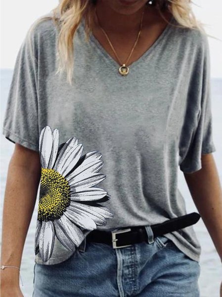 

DAISY Short Sleeve Cotton-Blend Sweatshirt, Gray, T-shirts