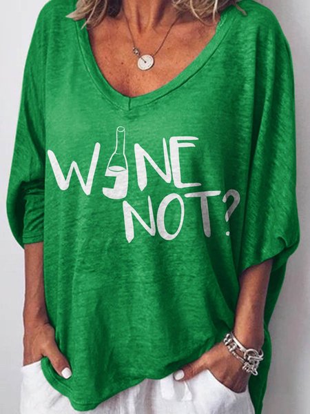 

Wine Not Graphic Casual Long Sleeve Top, Green, Hoodies&Sweatshirts