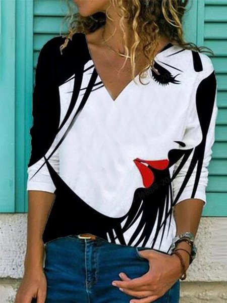 

Top Casuale Maniche Lunghe, Bianco, T-Shirts