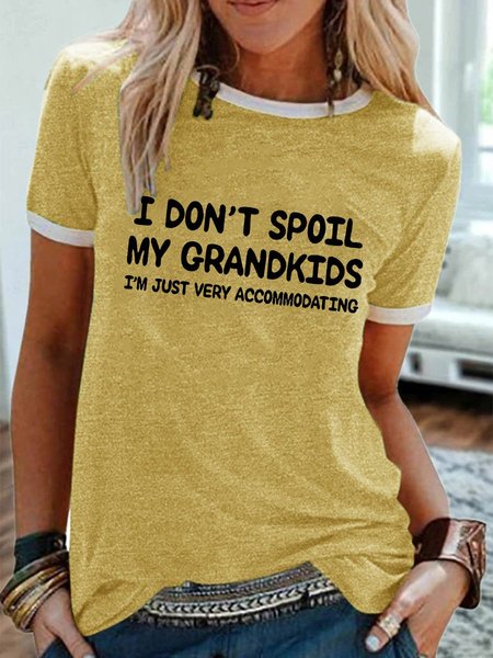 

I Don't Spoil My Grandkids Graphic Short Sleeve Tee, Yellow, T-shirts