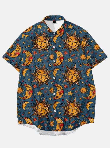 

Shirt Collar Starry Sky Shirts & Tops, Navyblue, Shirts