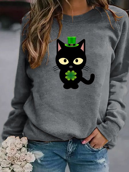 

St Patricks Cat Women's Sweatshirt, Grey, Hoodies&Sweatshirts